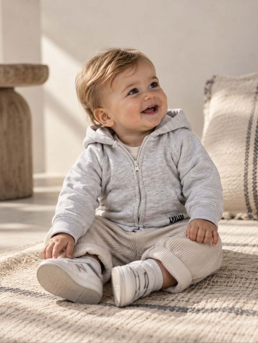 Zara Baby Gray Zip Up Hoodie 6-9M 74 Endless Adventures Cotton Sweatshirt